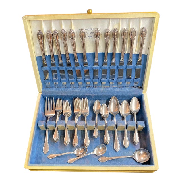 Silverplate Flatware Set "Remembrance" by Rogers 62 Piece in Case For Sale