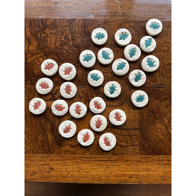 1970s Vintage 1970’s Full Set of Handmade Fired Clay Checkers With Handmade Bag For Sale - Image 5 of 10