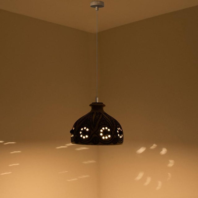 Bulb Beige Ceramic Pendant Light, 1970 For Sale - Image 12 of 18
