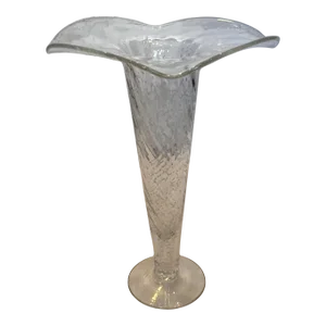 Mid-Century Murano Art Glass Bullicante Wavy Rim Trumpet Vase