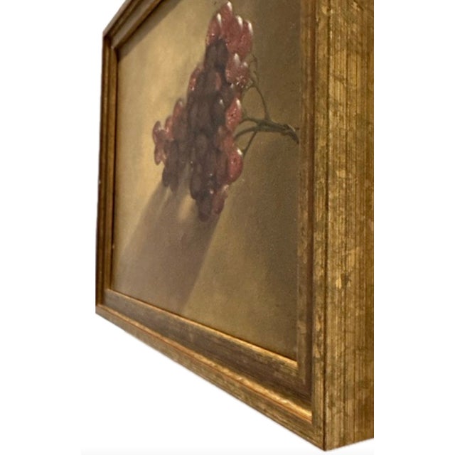 Realism Vintage Still Life of Grapes, Oil Painting on Board, Newly Framed For Sale - Image 3 of 9