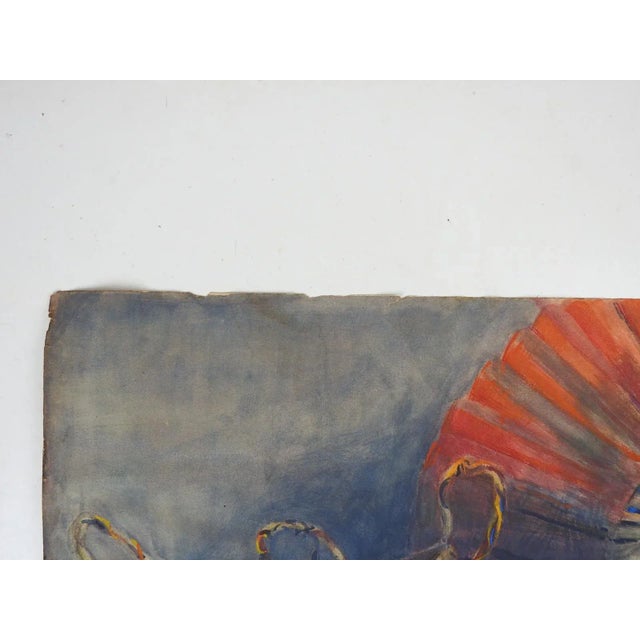 Traditional Early 20th Century Pots and Hand Fan Still Life Painting For Sale - Image 3 of 4