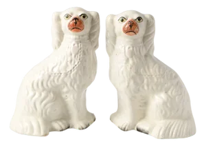 Antique Staffordshire Mantle Dog Figurines, 1890s, Set of 2