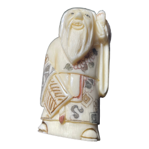 Netsuke Antique Carved Immortal With Turtle Japanese