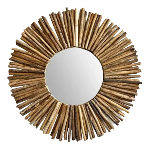 Vintage Large Driftwood Sun Wall Mirror