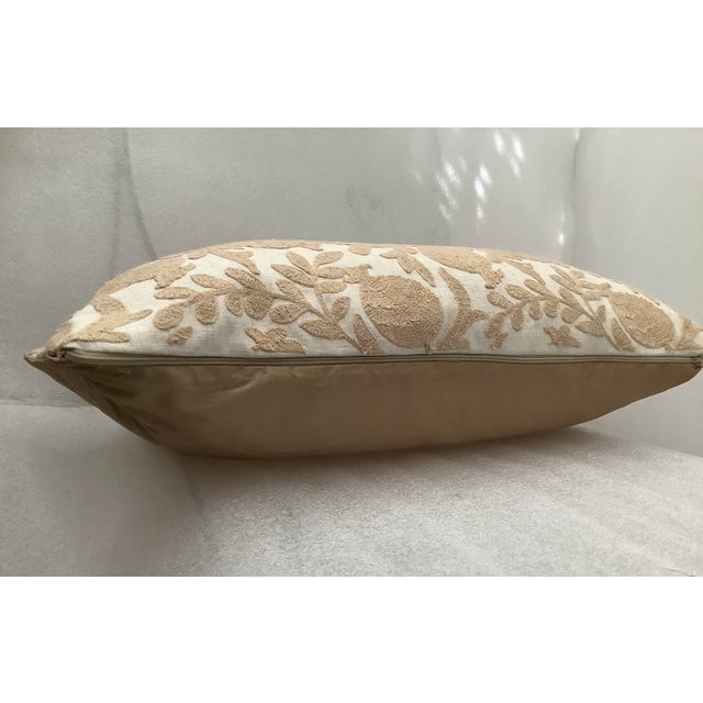 2020s Floral Embroidered Linen Decorative Lumbar Pillow Cover For Sale - Image 5 of 6