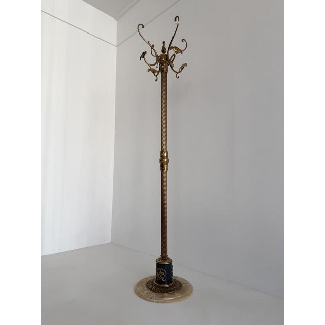 Italian Brass Hall Tree with Onyx Marble Base, 1960s For Sale - Image 13 of 18