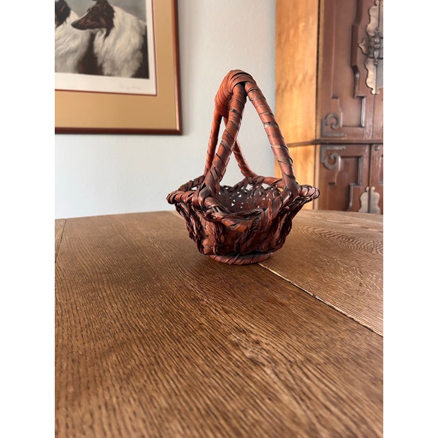 Japanese Antique Split Bamboo Japanese Ikebana Basket For Sale - Image 3 of 6