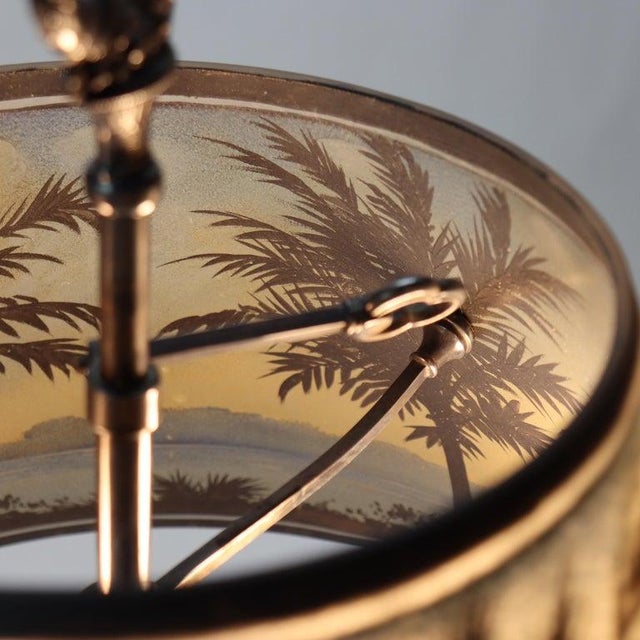 Brown 1910s Rare Antique Pairpoint Arts & Crafts Reverse Painted Moonlit Bay Landscape Lamp For Sale - Image 8 of 14