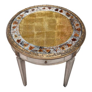 Early 20th Century Directoire Style Verre Eglomese Parcel Gilt Table For Sale