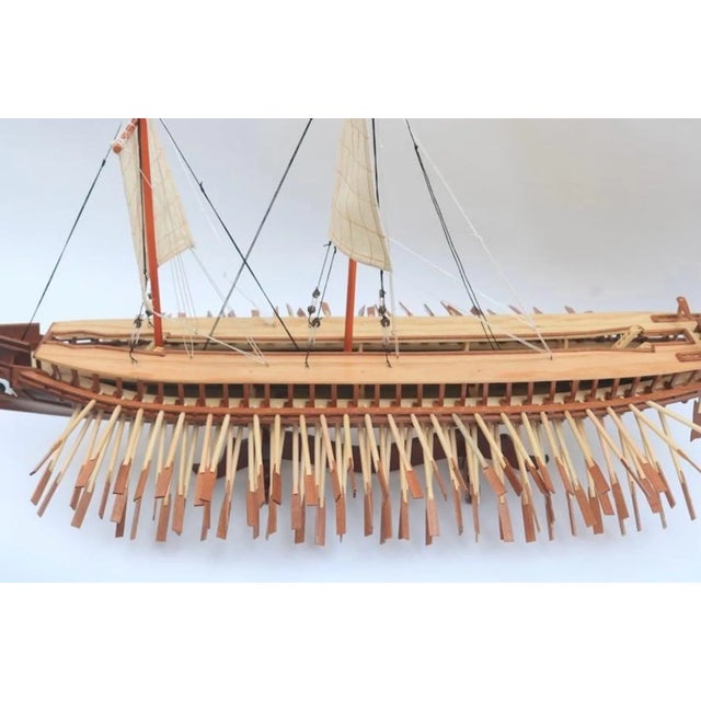 Handcrafted Ancient Greek Trireme Ship Model – Museum-Quality Wooden Galley for Historical Decor For Sale - Image 14 of 14