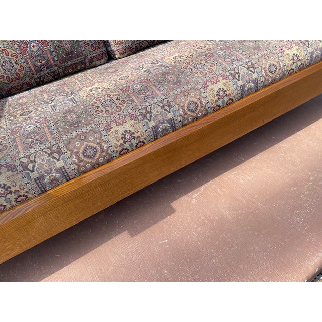Stickley Mission Oak Prairie Couch With Blue/Wine Geometric Upholstery For Sale - Image 9 of 18