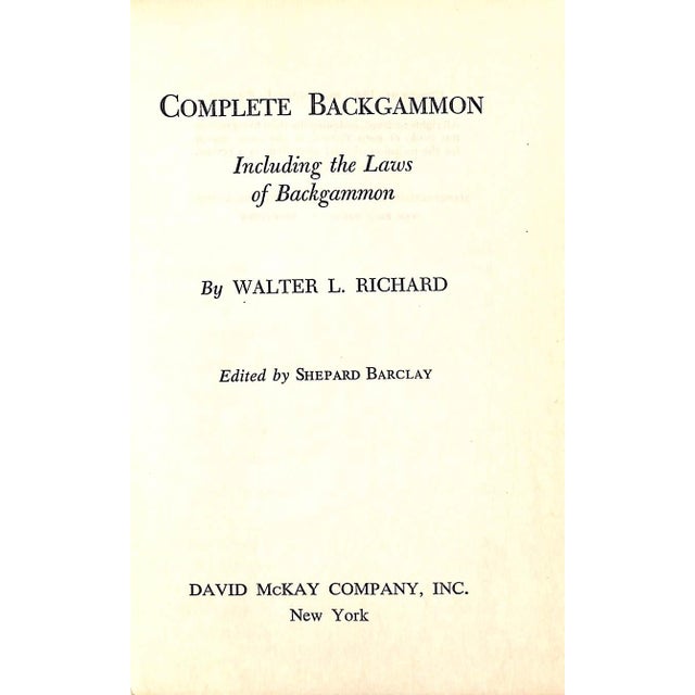 Traditional "Complete Backgammon: Including the Laws of Backgammon" 1940 Richard, Walter L. For Sale - Image 3 of 9