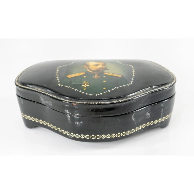 1990s 1990s Russian Lacquer Fedoskino School Painted Box For Sale - Image 5 of 13