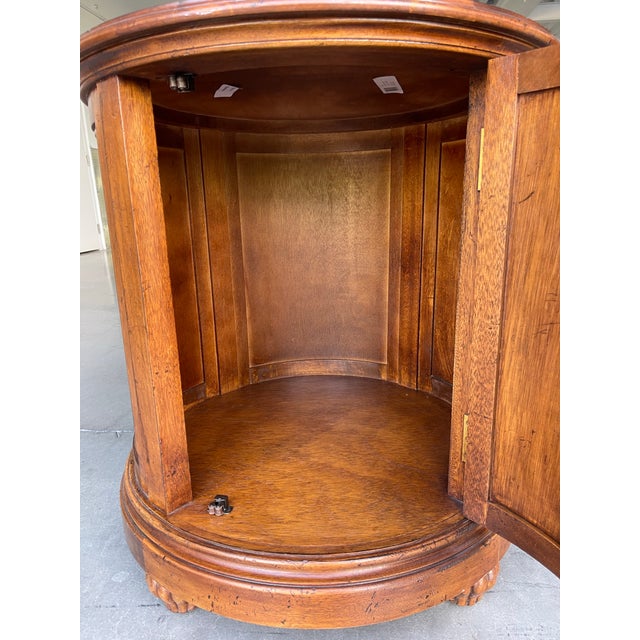 Brown Vintage Lexington Tommy Bahama Cayman Drum Table With Rattan & Louvered Door For Sale - Image 8 of 10