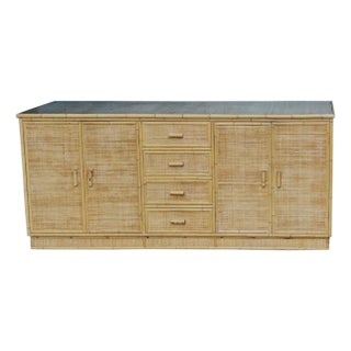 Mid Century Rattan and Bamboo Sideboard, Italy, 1970s For Sale
