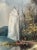 Exquisite vintage oil painting on canvas capturing a serene mountain lake scene, encased in a gilded and intricately...