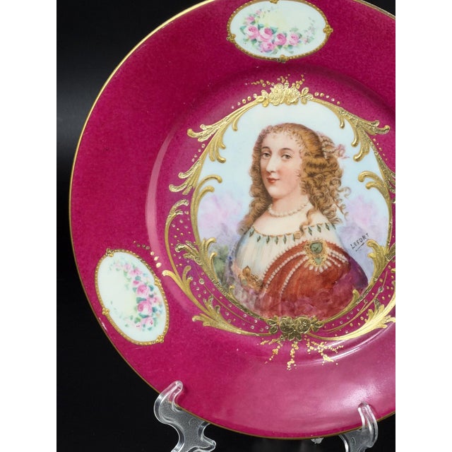 Rococo Antique Limoges Portrait Plate from Lefort & Co, 1890s For Sale - Image 3 of 10