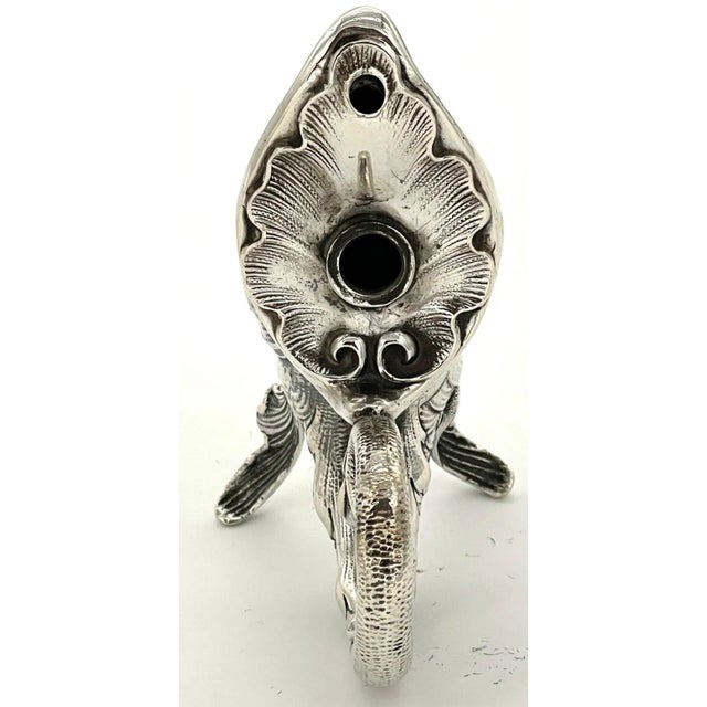 Art Nouveau German Sterling Fantasy Fish Motif Oil Lamp/Cigar Lighter German, Late 19th Century, Unmarked, .800 Silver...