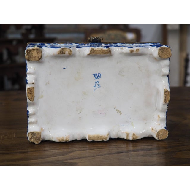 Blue Hand Painted Blue and White Delft Table Box, Circa 1850 For Sale - Image 8 of 17