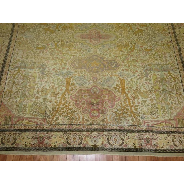 Textile Zabihi Collection Pictorial Turkish Animal Square Rug For Sale - Image 7 of 10