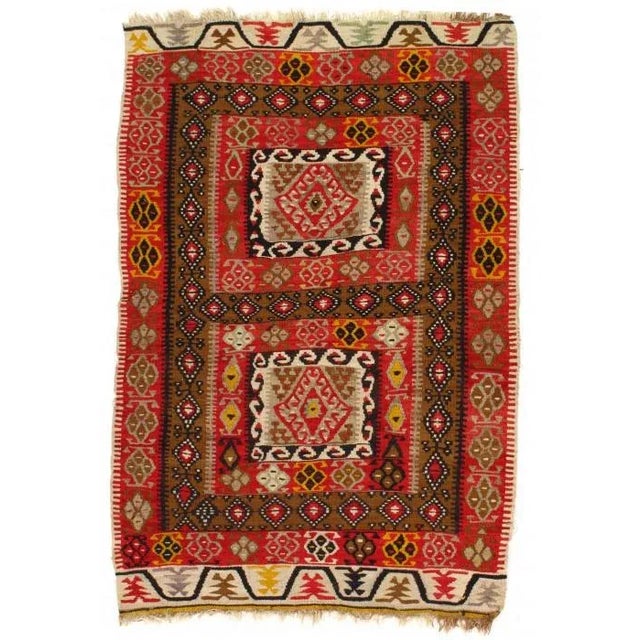 Pasargad Multi Color Persian Kilim - 3′4″ × 4′11″ For Sale - Image 4 of 4