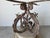 Metal Vintage Wrought Iron & Concrete Pedestal Outdoor Dining Table With Glass Top For Sale - Image 7 of 12