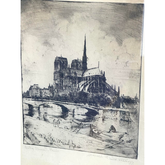 Notre Dame, Paris Original Drypoint Etching by Harold Field Kellogg For Sale - Image 4 of 10