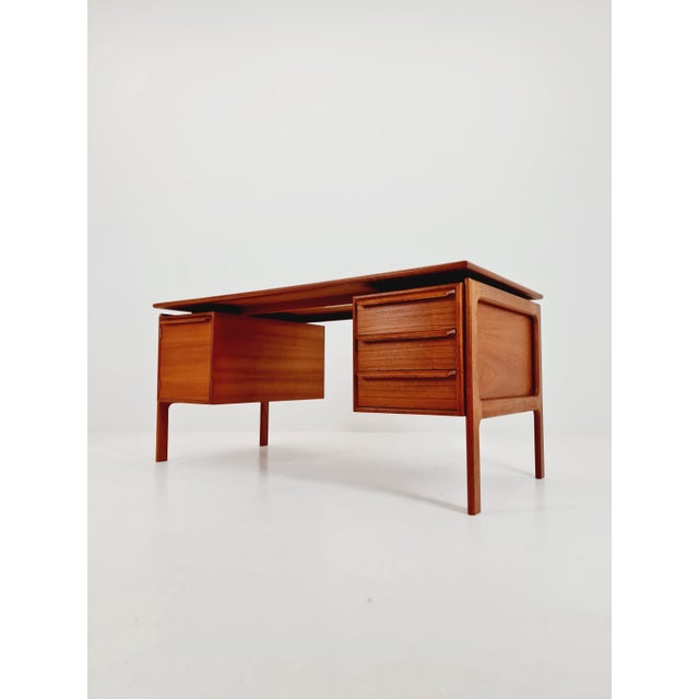 Brown Danish Teak Freestanding Desk from C.V, Denmark, 1960s For Sale - Image 8 of 14