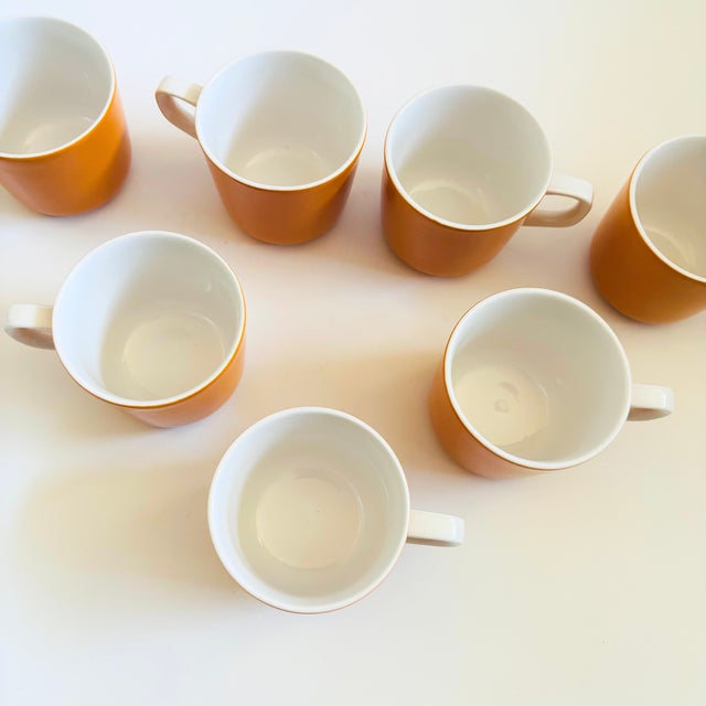 Orange Mid Century Mikasa Pastelle Orange and White Mugs - Set of 7 For Sale - Image 8 of 10