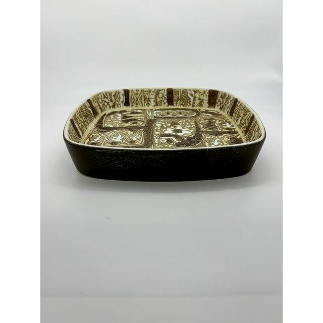 Taupe Vintage Nils Thorsson Royal Copenhagen Faience Baca Series Shallow Dish For Sale - Image 8 of 18