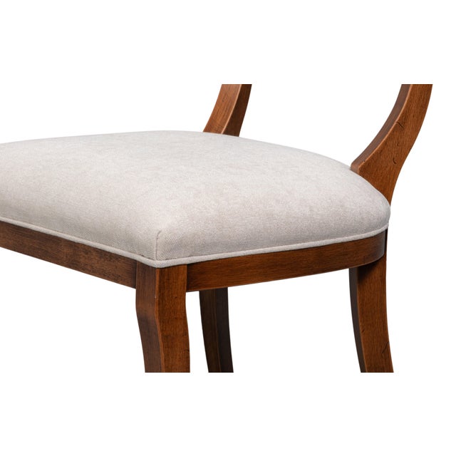 Klismos Dining Chairs in Antiqued Walnut and Cream, Sets of 2 For Sale - Image 9 of 11