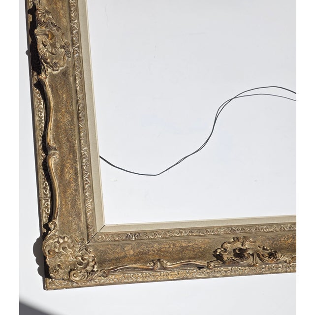 Antique Wood Frame With Carved Gesso Details and Painted Finish For Sale - Image 4 of 18