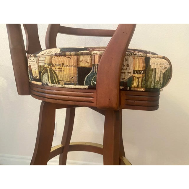 Late 20th Century Exquisite Cherry Custom Swivel Bar Stools Set of Four Excellent Mint Condition For Sale - Image 10 of 18