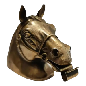 1960s Ted Arnold Ltd. Brass Tone Metal Horse Head Tape Dispenser