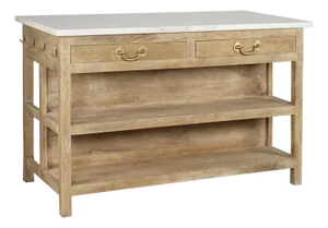 Matthew Izzo Home Cocina Mango Wood Kitchen Island With Banswara Marble Top