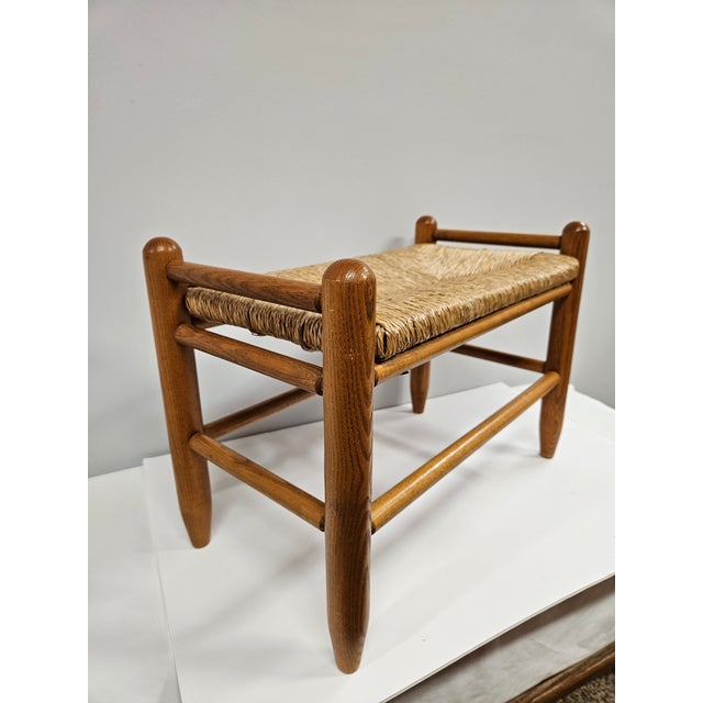 Brown Danish Modern Rush Seat Footstool For Sale - Image 8 of 14