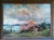 1950s Original Alpine Landscape Oil Painting by Alexander Reinhardt – Spring Blossom at the Lakeshore For Sale