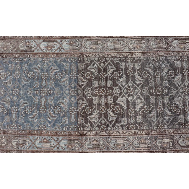 Antique Persian Hamadan Runner in Wool With All-Over Floral Design For Sale - Image 10 of 12