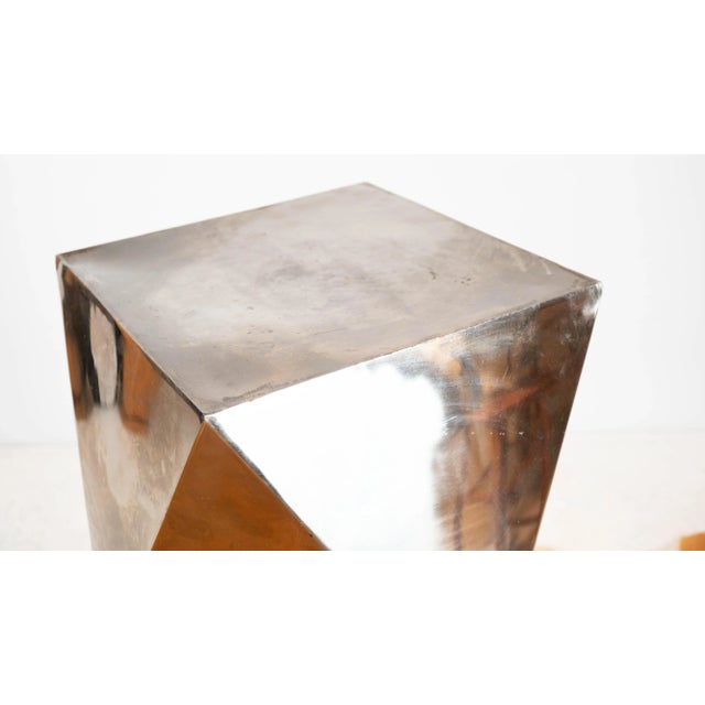 Late 20th Century Modernist Geometric 'Origami' Metal Sculptural Pedestal For Sale - Image 10 of 16