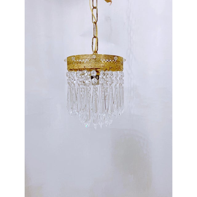 Brass 1960s Italian Brass Upside Down Layered Chandelier For Sale - Image 8 of 8