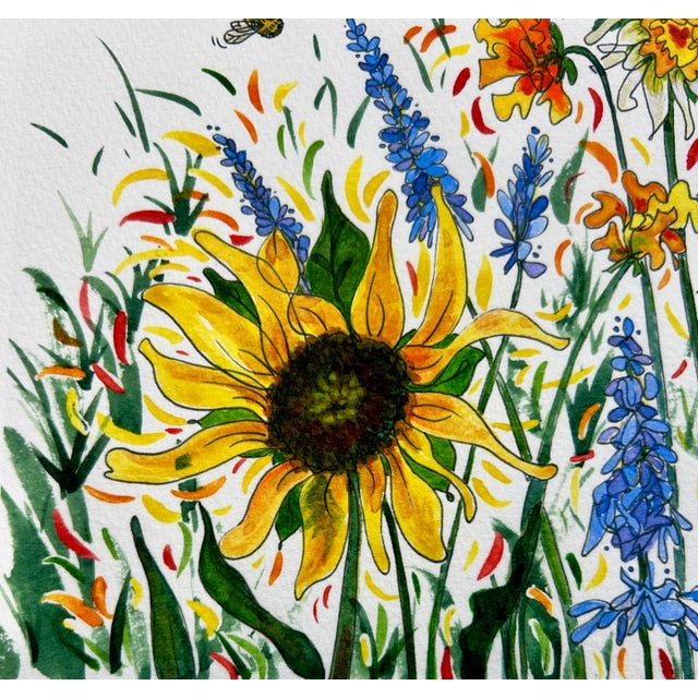 Giclee Print Watercolor Painting “Bees Garden” For Sale - Image 10 of 11