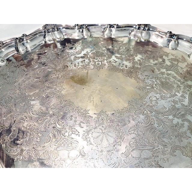 Mid 19th Century Large Sheffield English Mappin & Webb Silverplate Serving Tray c.1860s For Sale - Image 5 of 13