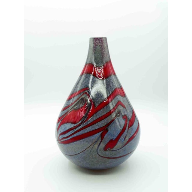 Vintage Ceramic Vase in Grey with Red Decorations, Italy, 1970s For Sale - Image 4 of 6