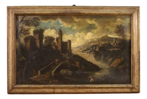Italian Artist, Landscape, 1750, Oil on Canvas, Framed