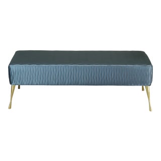 Sophisticated Italian Style Turquoise Bench With Metal Legs For Sale