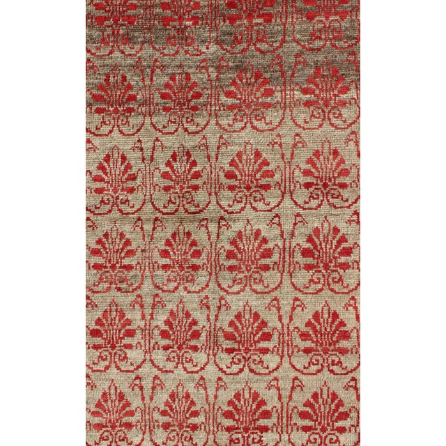 Vintage Turkish Tulu Carpet With Repeating Red Boteh & Light Green Field For Sale - Image 4 of 8