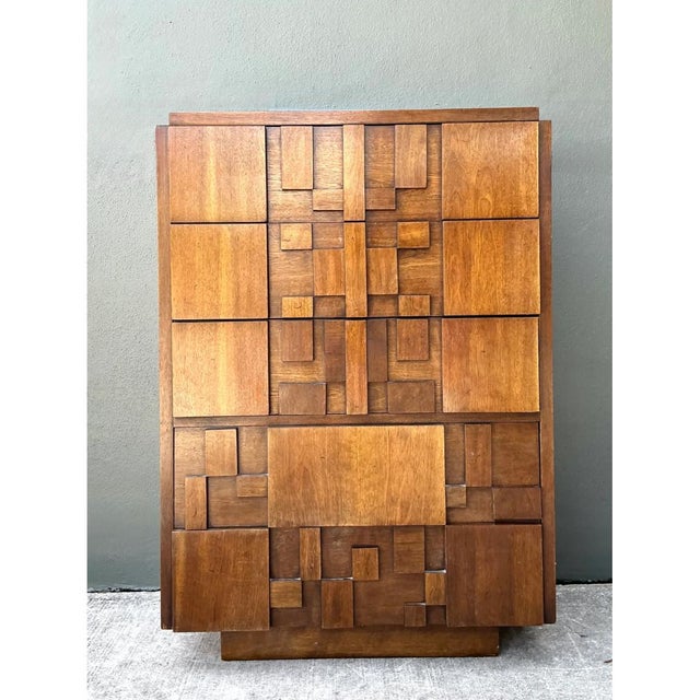 Auburn Vintage Lane “Mosaics” Brutalist Tall Chest of Drawers For Sale - Image 8 of 12