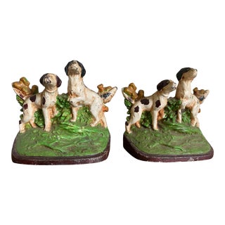 Vintage Cast-Iron Hunting Dogs Bookends- a Pair For Sale