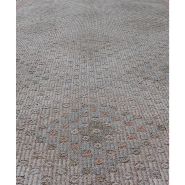 Measures: 6'0" x 10'4" All-Over Geometric Design Vintage Turkish Kilim Flat Weave Rug in Soft Neutral Tones. Keivan Woven...